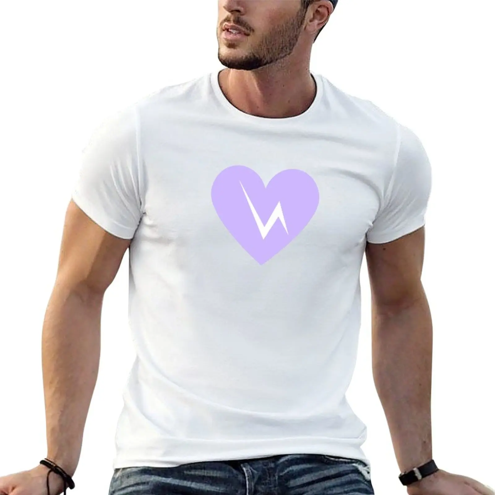 Purple CHAARG Heart T-Shirt Basic Solid Color Short Sleeve T-Shirt