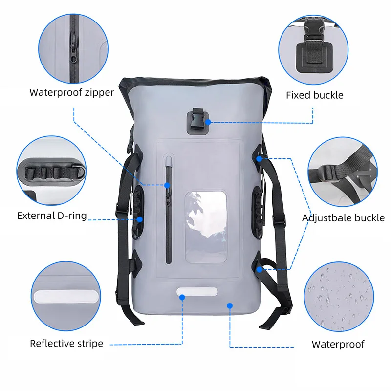 Swimming Backpacks 32L Waterproof Dry Bag Beach Backpack Rafting Surfing Diving Bags Large Capacity Wet Dry Sepration Pack XM270