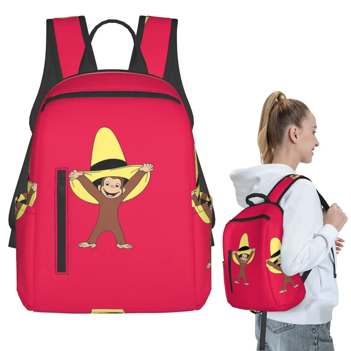 Curious George Backpack Student BookBag Boys Girls School Bag Computer Shoulder Bags Men Women