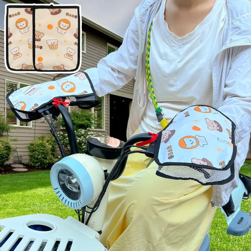 

Handlebar Cover Sleeves Summer Motorbike Sunscreen Breathable Gloves Electric Bike PVC Fabric Motorcycle Accessories 2pcs