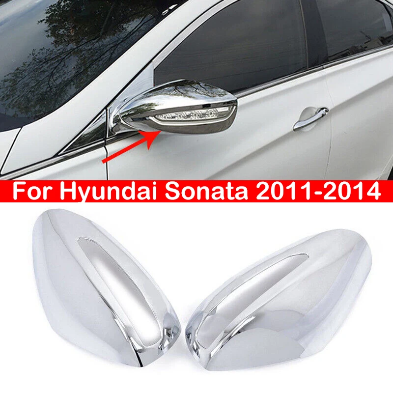 For Hyundai Sonata 2011-2014 Car Rearview Side Mirror Cover Sticker Wing Cap Exterior Door Rear View Case Trim Shell Silver