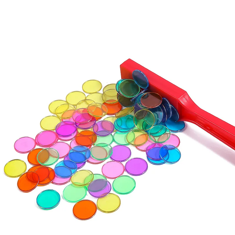 Plastic Color Circular Magnetic Sheet Wand Bingo Chip Montessori Sorting Counting Physics Science Learn Teach Aid Creative Gift
