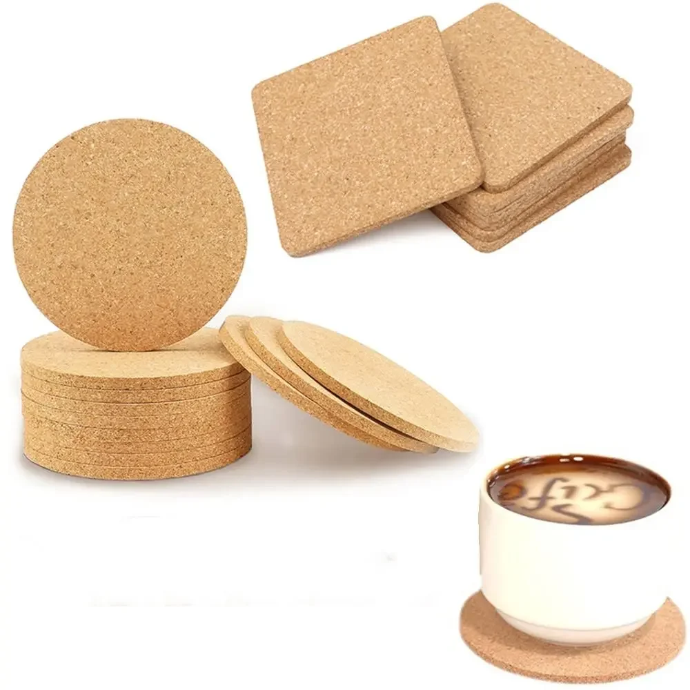 Cork Coaster Square Circular Anti Slip Insulated Dining Table Mat Wooden Heat-insulating Kitchen Water Absorbing Mat