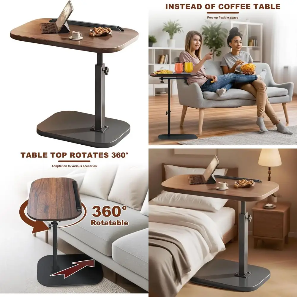 

360 ° Вертлюг и 180° ° Столик с подносом для телевизора — компактный регулируемый приставной столик для прикроватной тумбочки, дивана и небольших помещений