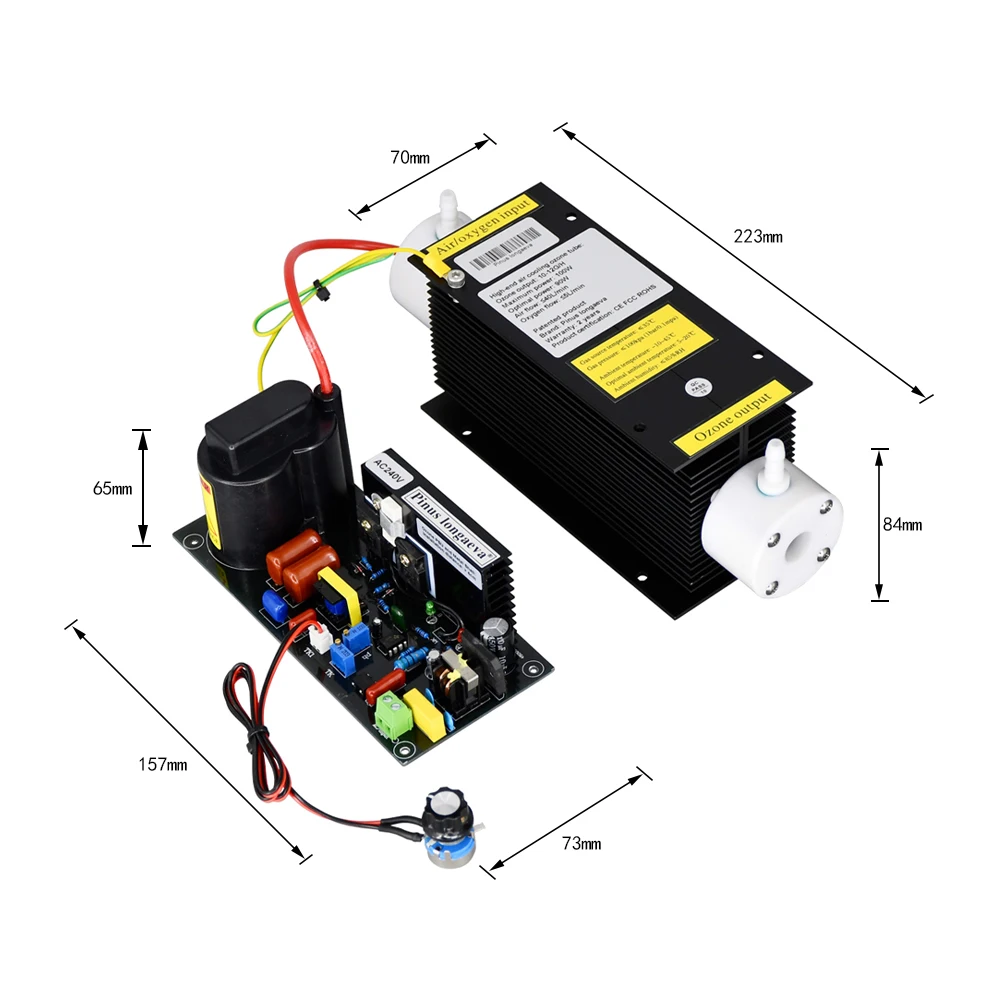 CE FCC ROHS Patented product 10G/H 10grams adjustable ozone generator kit ozonizer for vegetables and fruits water ozonator