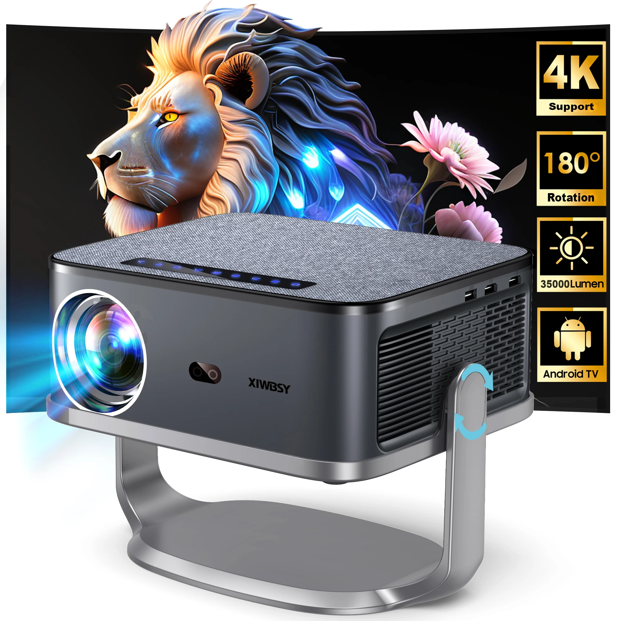 XIWBSY 35000Lumen Android 12 Projector Bluetooth5.2 AutoFocus Smart LED Projector 4K Portable 3D Home Theater Cinema IPTV Beamer