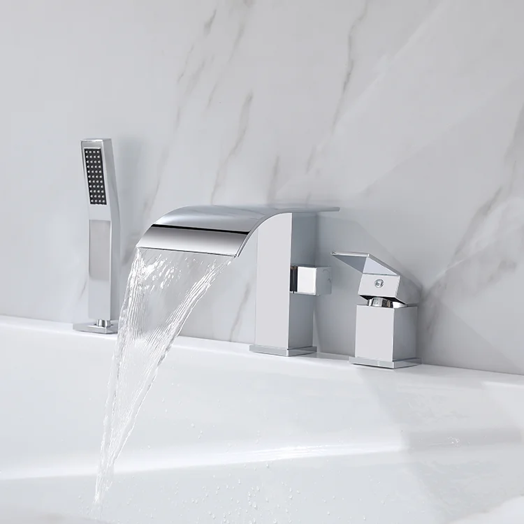 Modern 3 Piece Bathroom Basin Faucet Brass Bathtub Mixer Chrome Shower Set Faucet With Shower Head