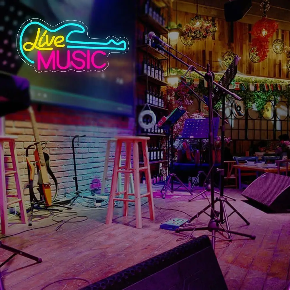 لايف الموسيقى النيون لجدار ديكور فني الغيتار LED ضوء لغرفة النوم ملهى ليلي بار نادي الحفلات الموسيقى استوديو هدية للرجال في سن المراهقة