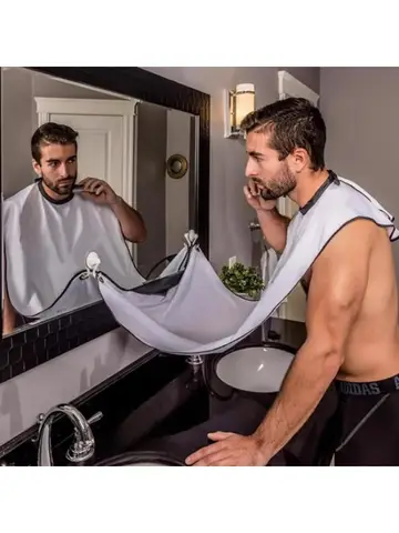 1/2 pçs masculino aventais de barbear criativo espelho parede sucção corte cabelo envoltório capa casa salão bigode barba barbear avental limpeza babador