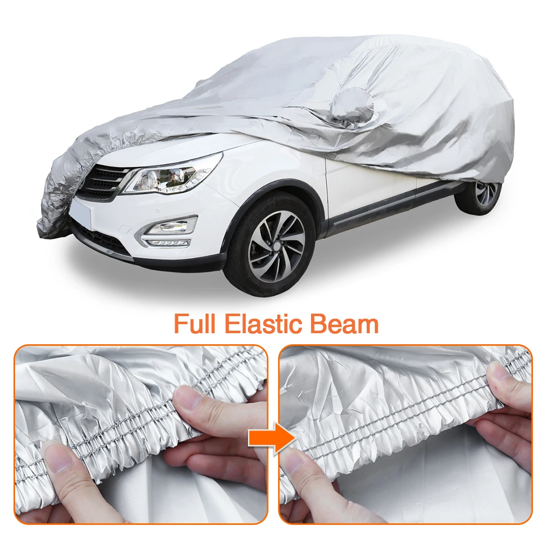 

UXCELL YL Silver Tone 170T Car Cover Outdoor Weather Waterproof Scratch Rain Snow Heat Resistant Mirror Pocket 480x185x170cm