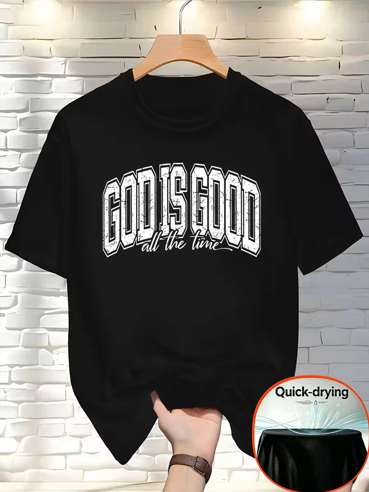 MenQuick Dry Short Sleeve T-Shirt God Is Good All The Time Christian Faith Tee Distressed Religious Motivational Casual Top-T125