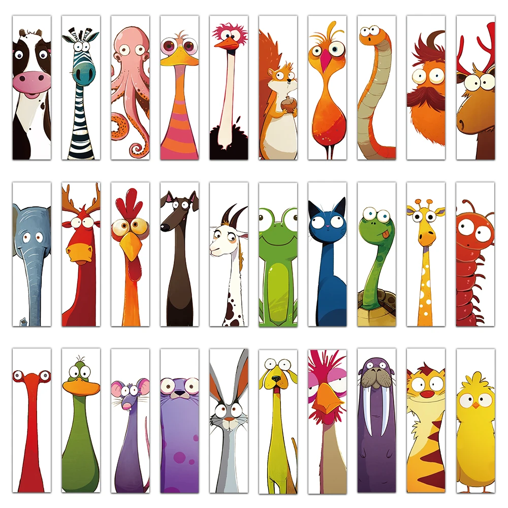 30PCS Animal Funny Bookmarks Reading Book Pages Marking Student Creative Gifts Decoration Page Marking Cards