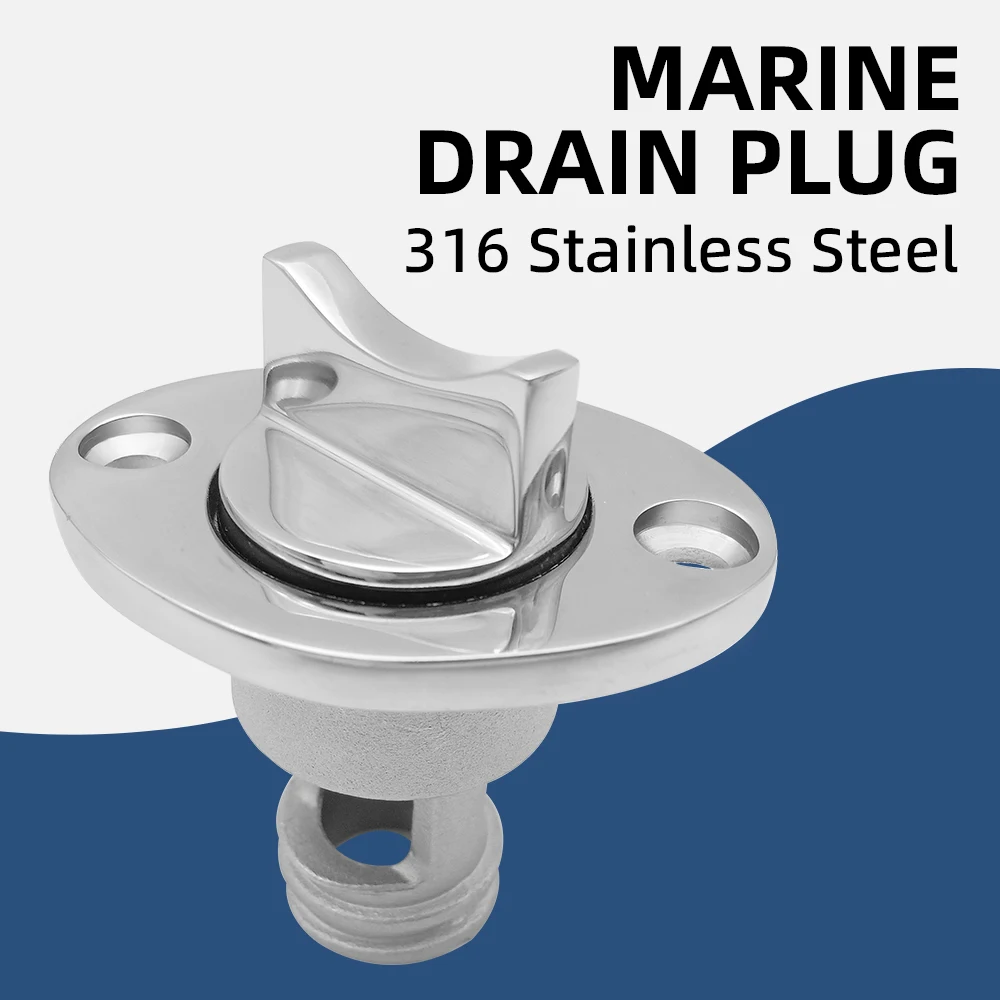 Boat Drain Plug Marine 316 Stainless Steel Oval Drain Plug  with Waterproof O Seal Ring Heavy Duty Hardware Accessories