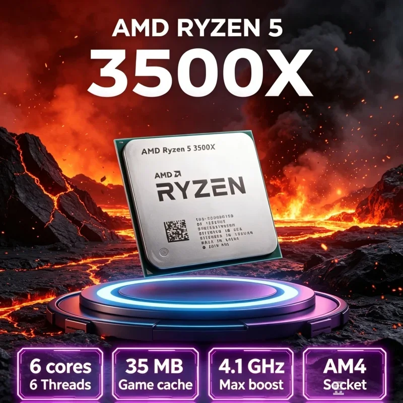 Processador de Desktop AMD Ryzen 5 3500X, 6 Núcleos, 6 Threads, 35MB de Cache para Jogos, 4.1GHz de Velocidade Máxima, Soquete AM4, Peças de CPU para PC Gamer