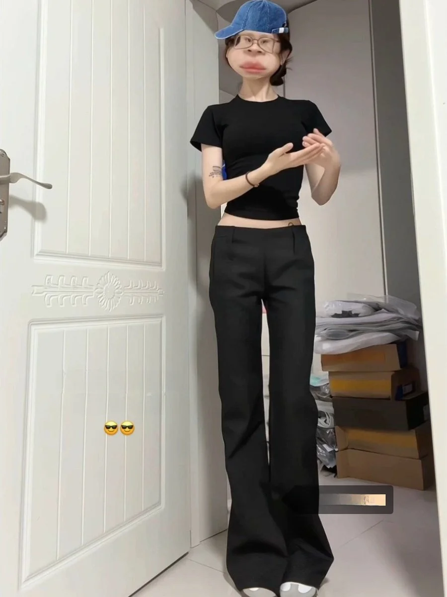 

Женские повседневные брюки с низкой талией и расклешенными штанинами, асимметричный дизайн, стройнящие, струящиеся, зимняя мода 2026, новинка