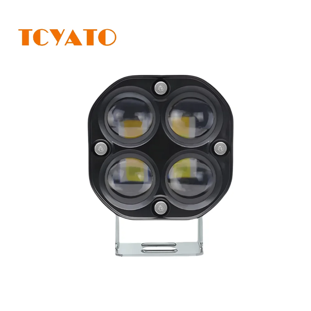 TCYATO Motorcycle LED Work Light Yellow White Auxiliary Light 40W clover Lens Spotlight Modified Spotlight
