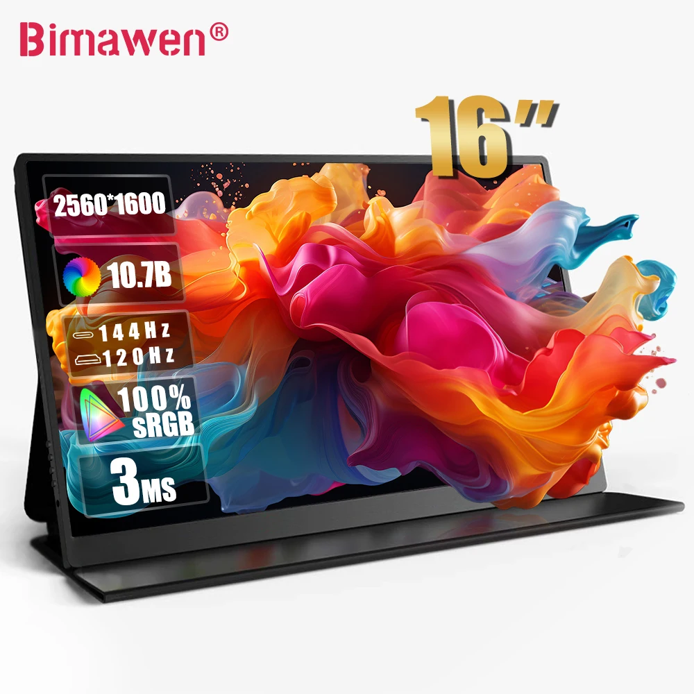 

Bimawen 16 Inch 2.5K 144Hz Portable Monitor 2560X1600 100% Adobe SRGB Display Game Screen For Laptop Mac Phone Xbox PS4/5 Switch
