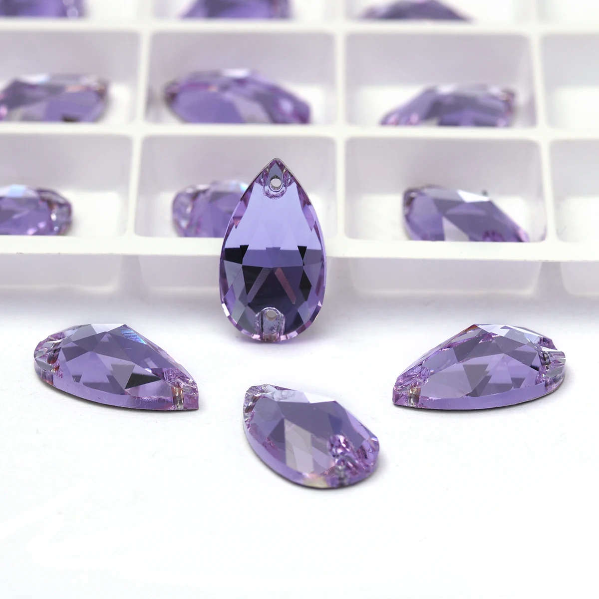 PUBRILEX Violette K9 Strasssteine zum Aufnähen, Glas-Strass, flache Rückseite, DIY-Nähzubehör, Kristallsteine für Taschen- und Kleiderdekorationen – Detail 5