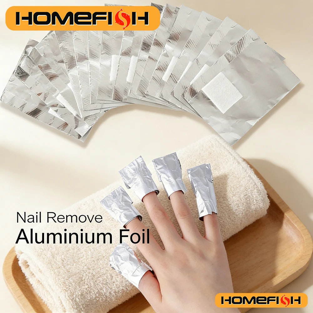 50/100 szt. Folii aluminiowych do usuwania lakieru hybrydowego, akrylowego i żelowego, profesjonalne narzędzie do czyszczenia z wacikiem, do manicure