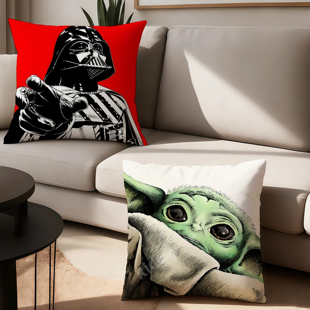 Movie S-star W-wars Darth V-Vader Baby Y-Yoda Pillow Case Office Cushions Suitable For Sofa Car Bedroom Decorative Cushion Cover