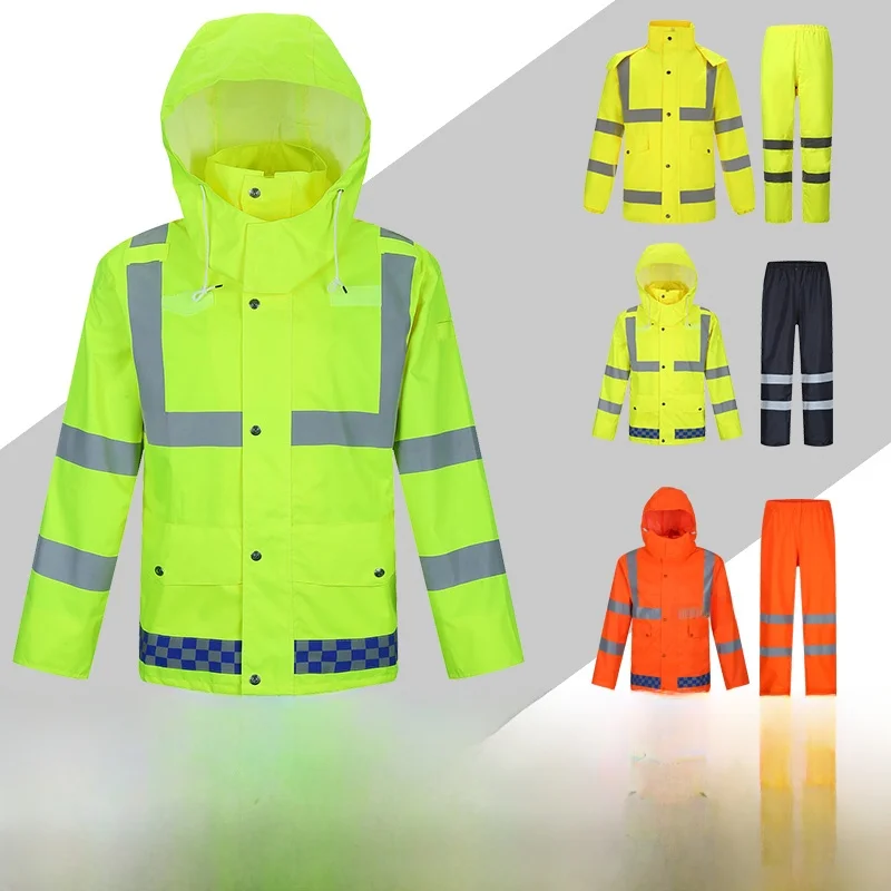 Traje de Lluvia Impermeable y Transpirable de Alta Velocidad para Motocico, Conjunto de Chaqueta y Plones de Lluvia c...
