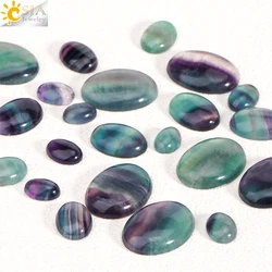 Fluorite Oval Natural Gem Stone Flat Cabochon Crystals Beads Flatbacks Base 18x25mm 30x40mm for DIY Jewelry Making Findings H360