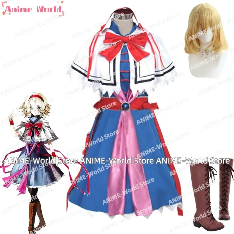 

《Custom Size》Anime Touhou Project Alice Margatroid Dress Shawl Cosplay Costume Wig SHoes Accessory