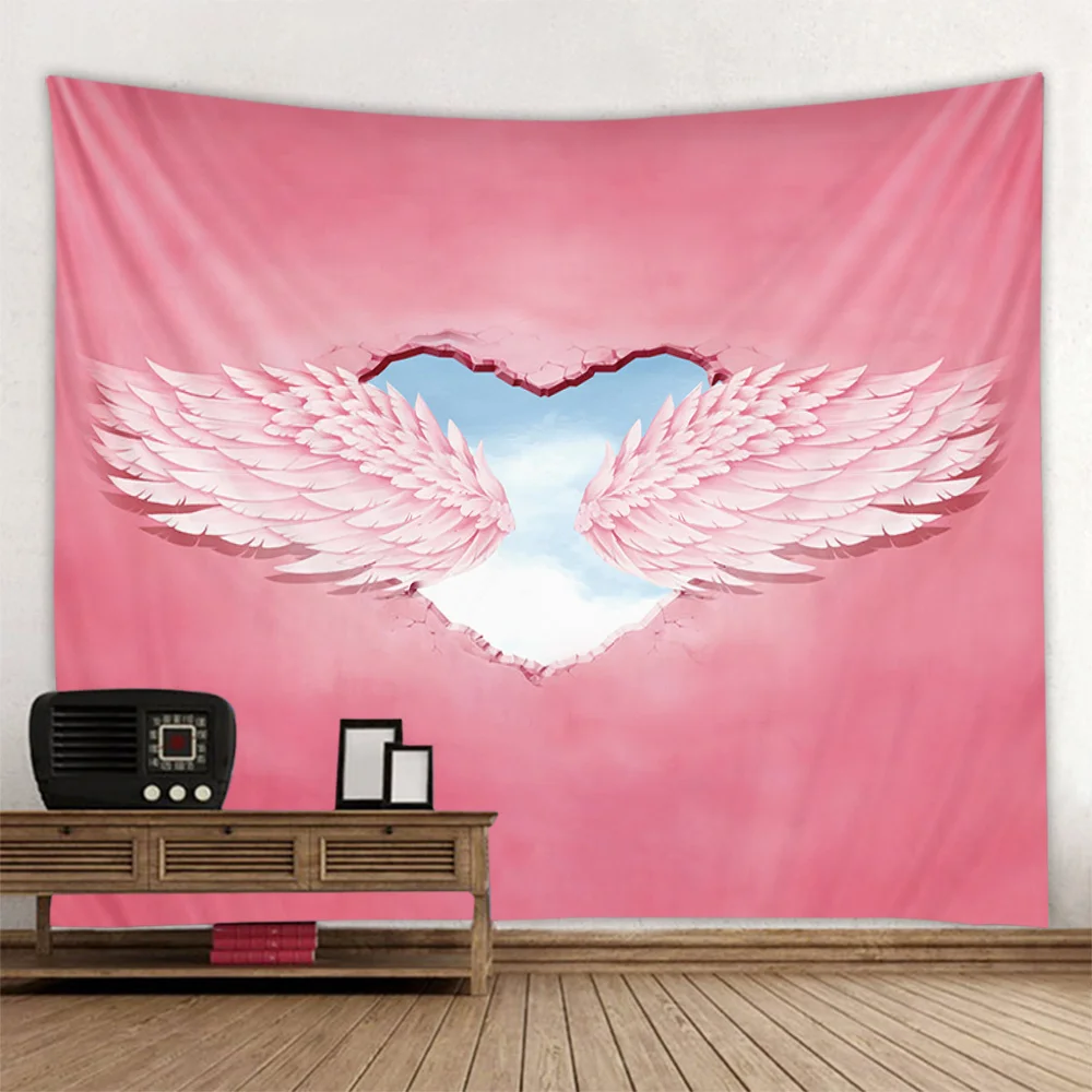 Pink Wing Dreamy Starry Sky Background Tapestry Mysterious Home Decoration Bedroom Fabric Mural Wall Poster