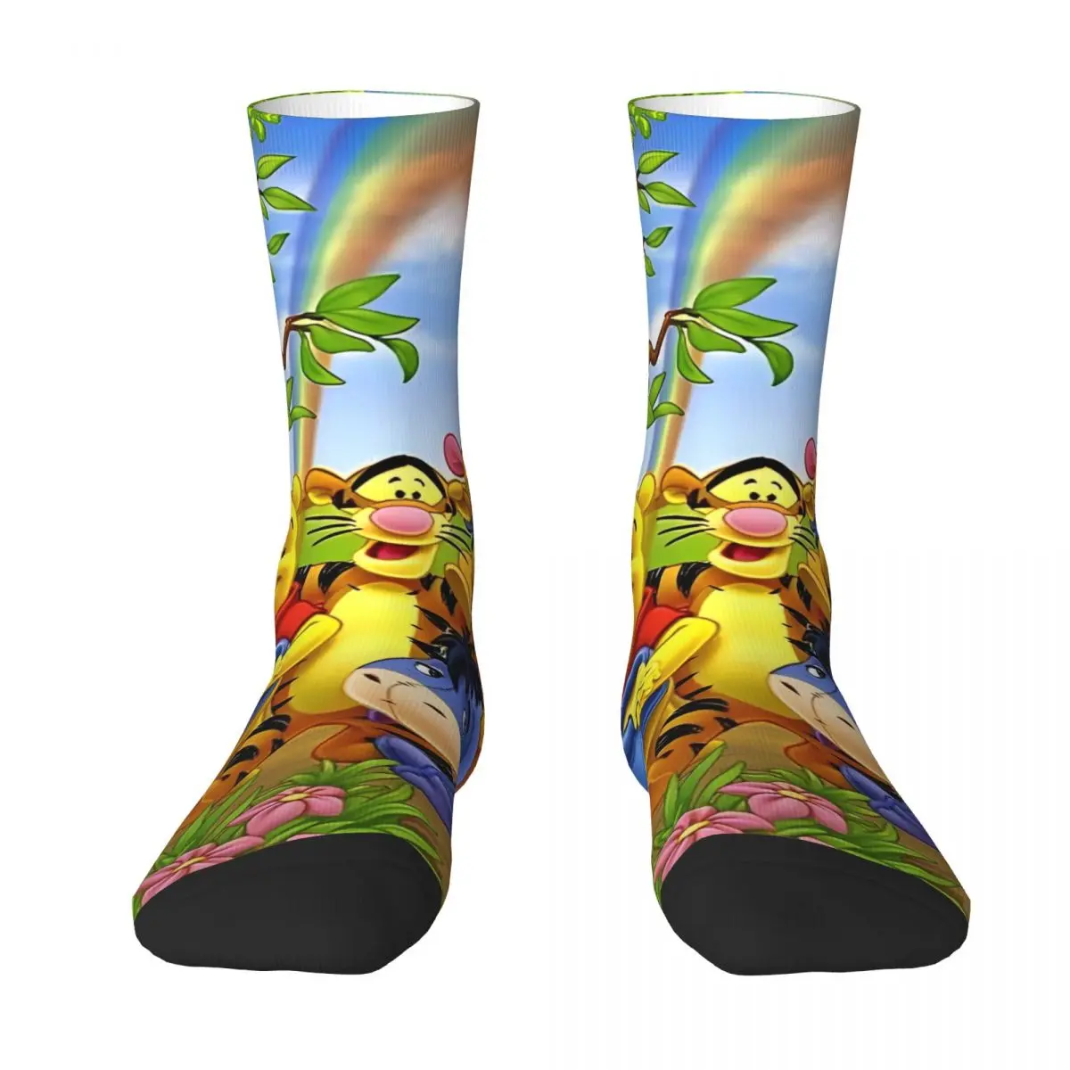 Winnie Pooh Bear Cartoon Socks Fashion Stockings Winter Non-Slip Men Socks Soft Breathable Pattern Cycling Socks