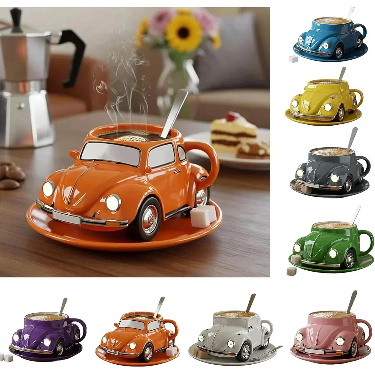

Gifts Funny Beetle Shaped Coffee Mug Unique Novelty Beetle-Shaped Coffee Cup Handmade Car Shaped Drink Mug For Desktop Ornament
