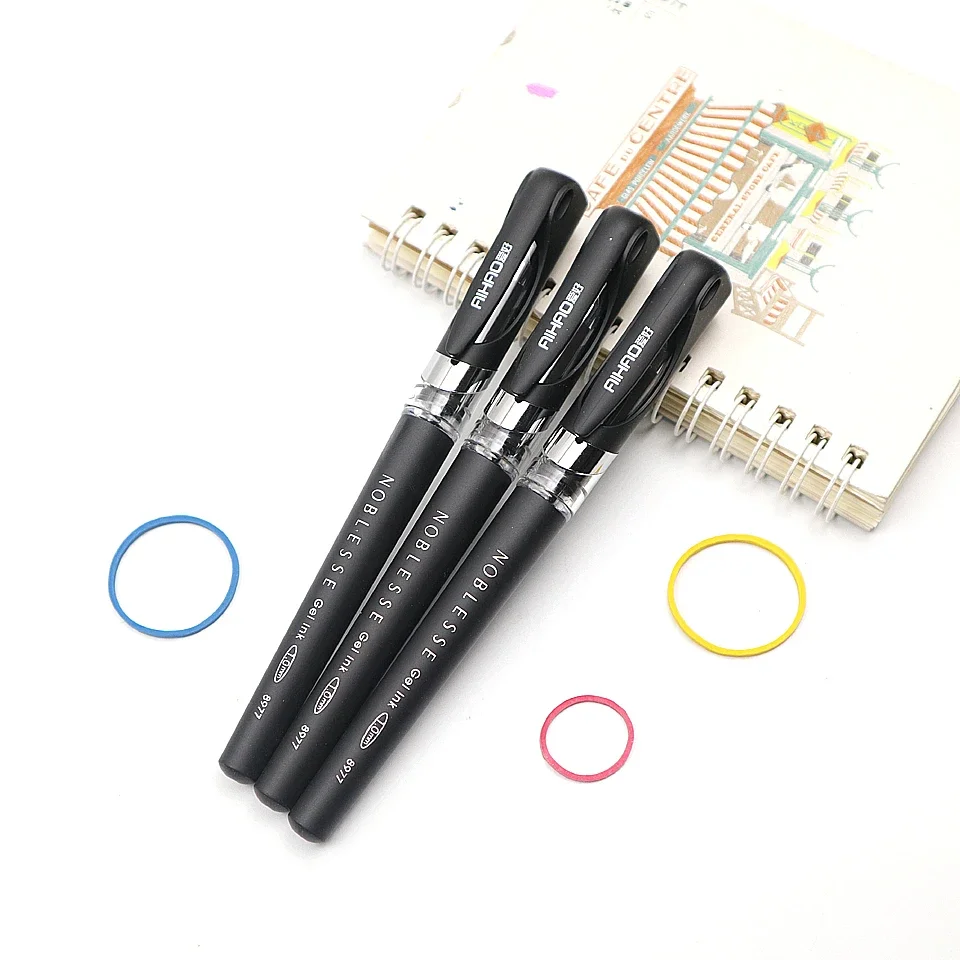 Gel Pen Black Ink 1.0mm Frosted Penholder Quality Very Good Writing Gel Ink Pen Office Signature Neutral Pen 3pcs Free 3 Refills