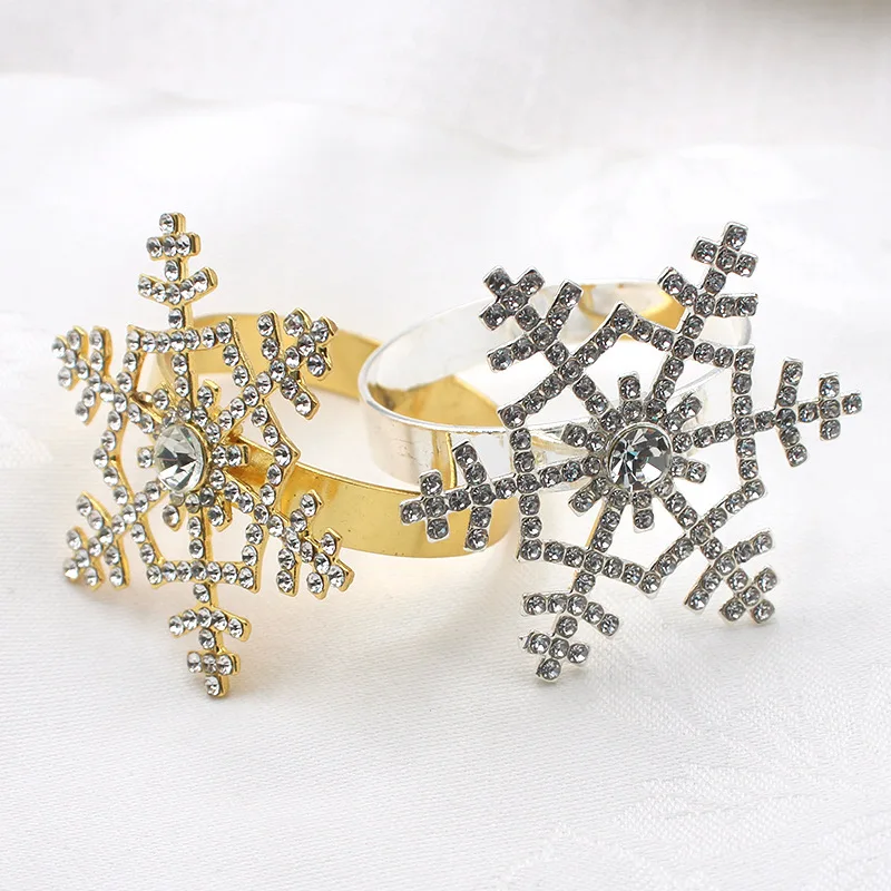 New 1Pcs Napkin Rings Christmas Alloy Snowflake Circle Wedding Party Decor Dinning Table Towel Buckles DIY Xmas Decoration