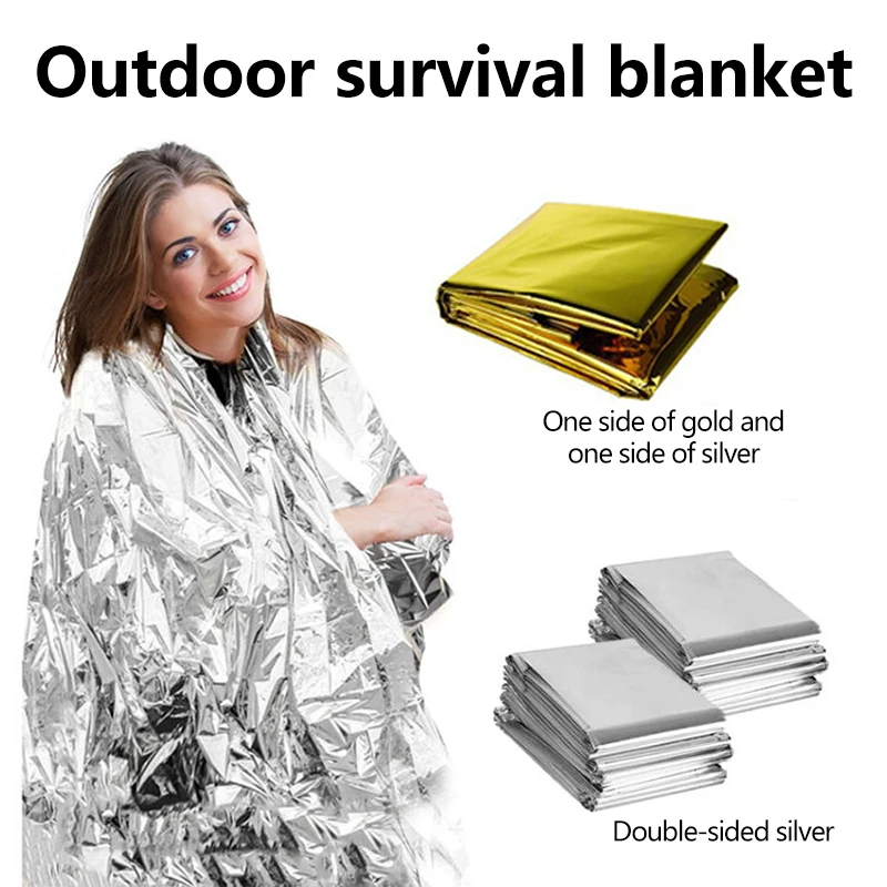 

Outdoor Emergency Thermal Blanket Reflective Aluminum WaterProof Keep Warm Survival Quilt Camping Hiking First Aid Rescue Tool