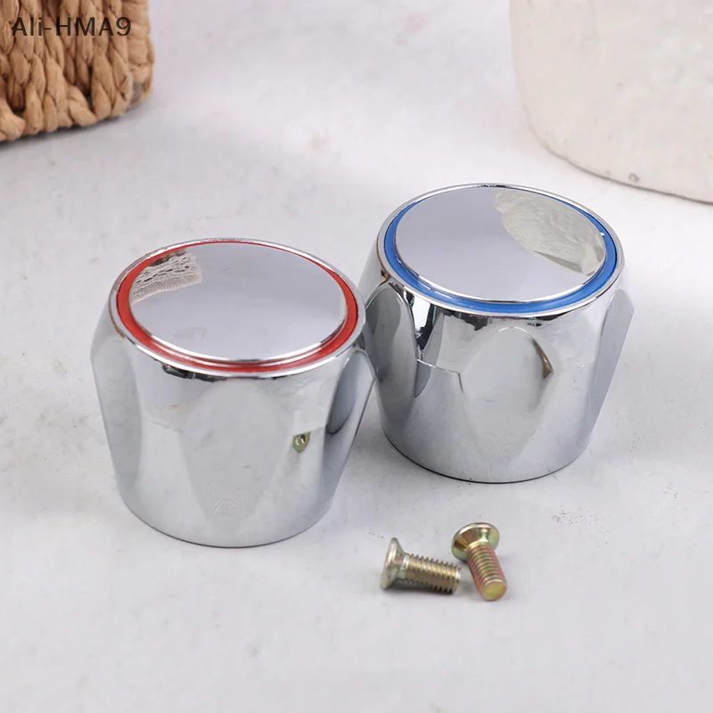 

2Pcs Hot Cold Tap Top Head Faucet Cover Chrome Plated Replacement Set Kitchen Bathroom Faucet Handle Fixture Accessories