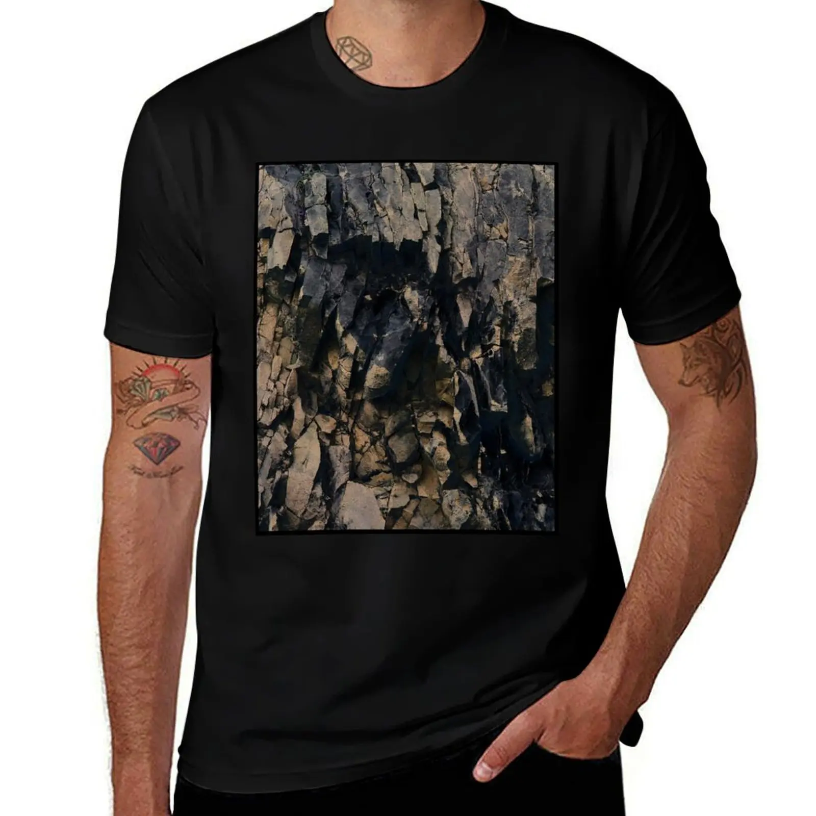 

Abstract stone pattern - stone texture design - gold, black T-Shirt custom t-shirts Funny t-shirt mens t shirt graphic