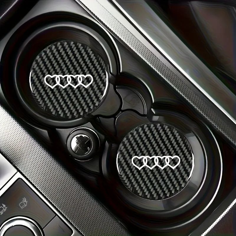 Ensemble de deux porte-gobelets pour console centrale de voiture, support de gobelet circulaire texturé en fibre de carbone