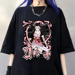 Damski Kamado Nezuko luźny T-Shirt Anime gotycki damski Street Cool wycięcie pod szyją t shirt topy