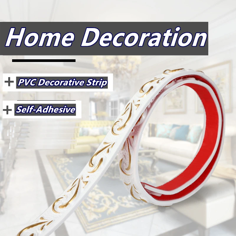 

5m 3D PVC Self-Adhesive Decorative Soft Line Baseboard Ceiling Trim Line Background Ceiling Corner Line Wall Sticker Home Decor