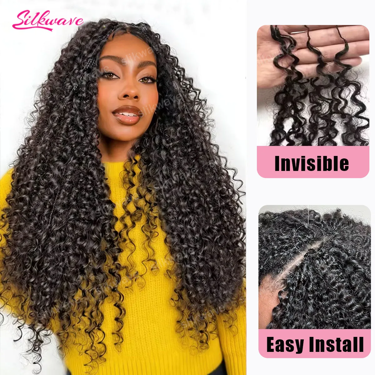 

30-дюймовые кудрявые накладные волосы для плетения крючком, имитирующие перья, для тонких волос, женские, микро-косички с предварительно проработанными петлями, накладные волосы для наращивания.