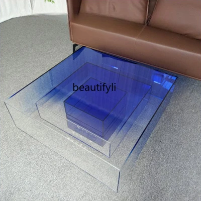 

Nordic Gradient Blue Acrylic Tea Table Small Apartment Creative Designer New Square Side Table