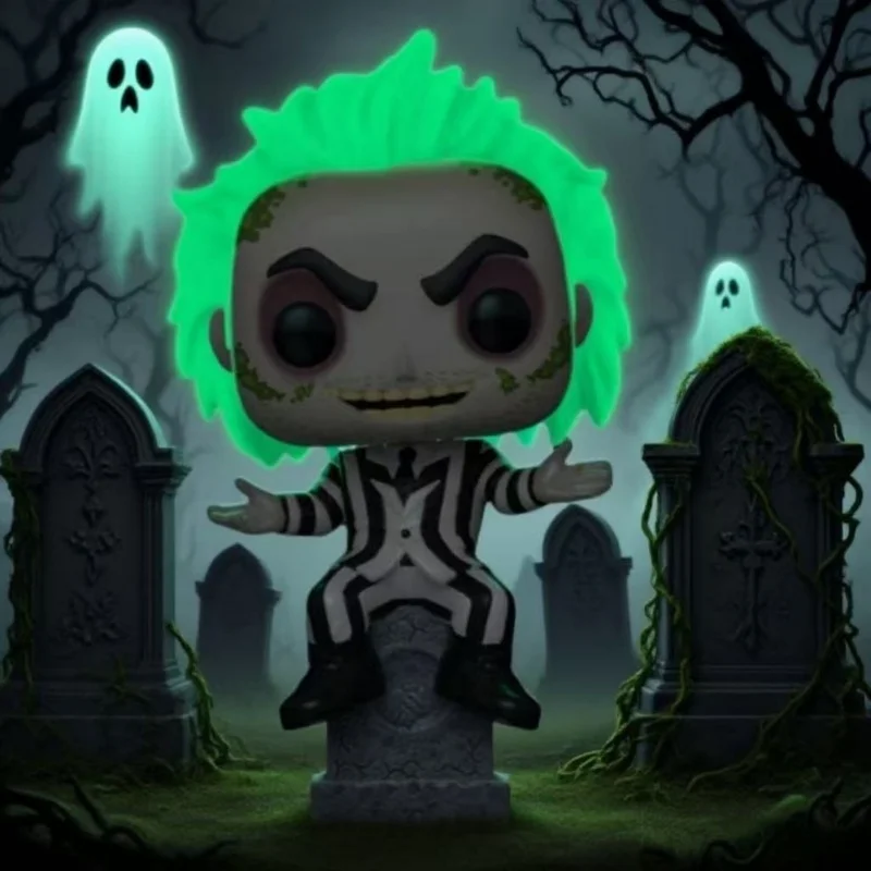 Genuino Funko Pop Beetlejuice figura de acción estatua noctilucente muñecas decoración coleccionables recuerdos modelo juguetes regalos limitados para niños