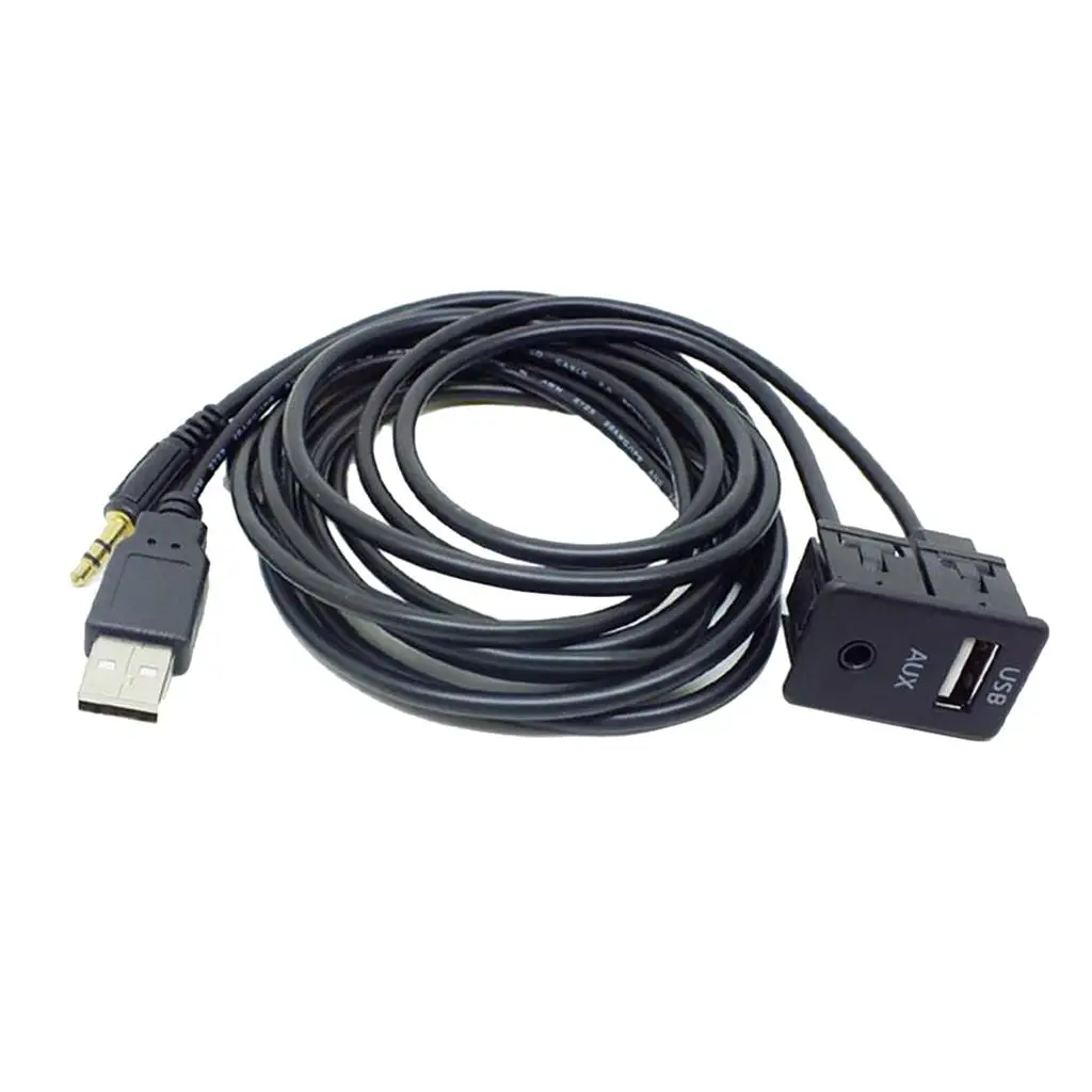 Car 3 . 5mm Usb Aux Headphone Male Jack Flush Mount Adapter Panel Input