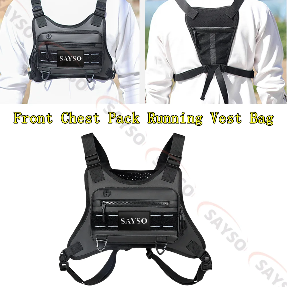 

Chest Bag For Men and Women Water Resistant Running Vest Tactical Chest Bag Pack for Sports Outdoor (Black)