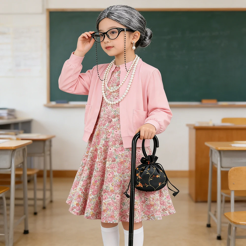 

Тематический костюм 100 дней в школе, маскировочный костюм для вечеринки, детские костюмы для косплея, одежда для бабушки, подарок на 100 дней в школе