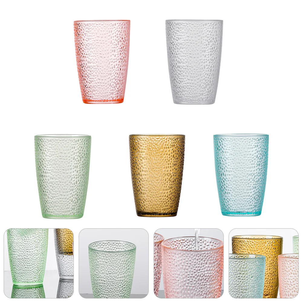 

5 Pcs Party Beer Mug Reusable Cup with Lid and Straw Beaded Glassware Clear Glasses Drinking Set