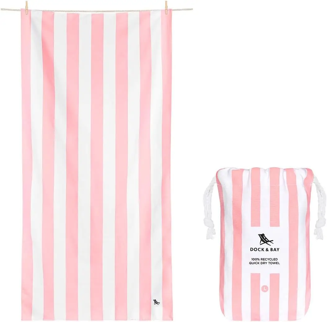 

Beach Towel - Qui Dry, Sand Free - Compact, Lightweight - 100% - Ludes Bag - Cabana Light - Malibu Pink, Extra Large (200X90Cm,