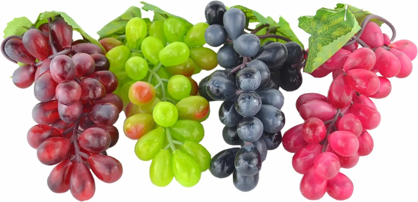 

4 Bunches of Artificial Black,Red, Green and Purple Grapes Home House Kitchen Party Wedding Decoration Photography - 4 Colors