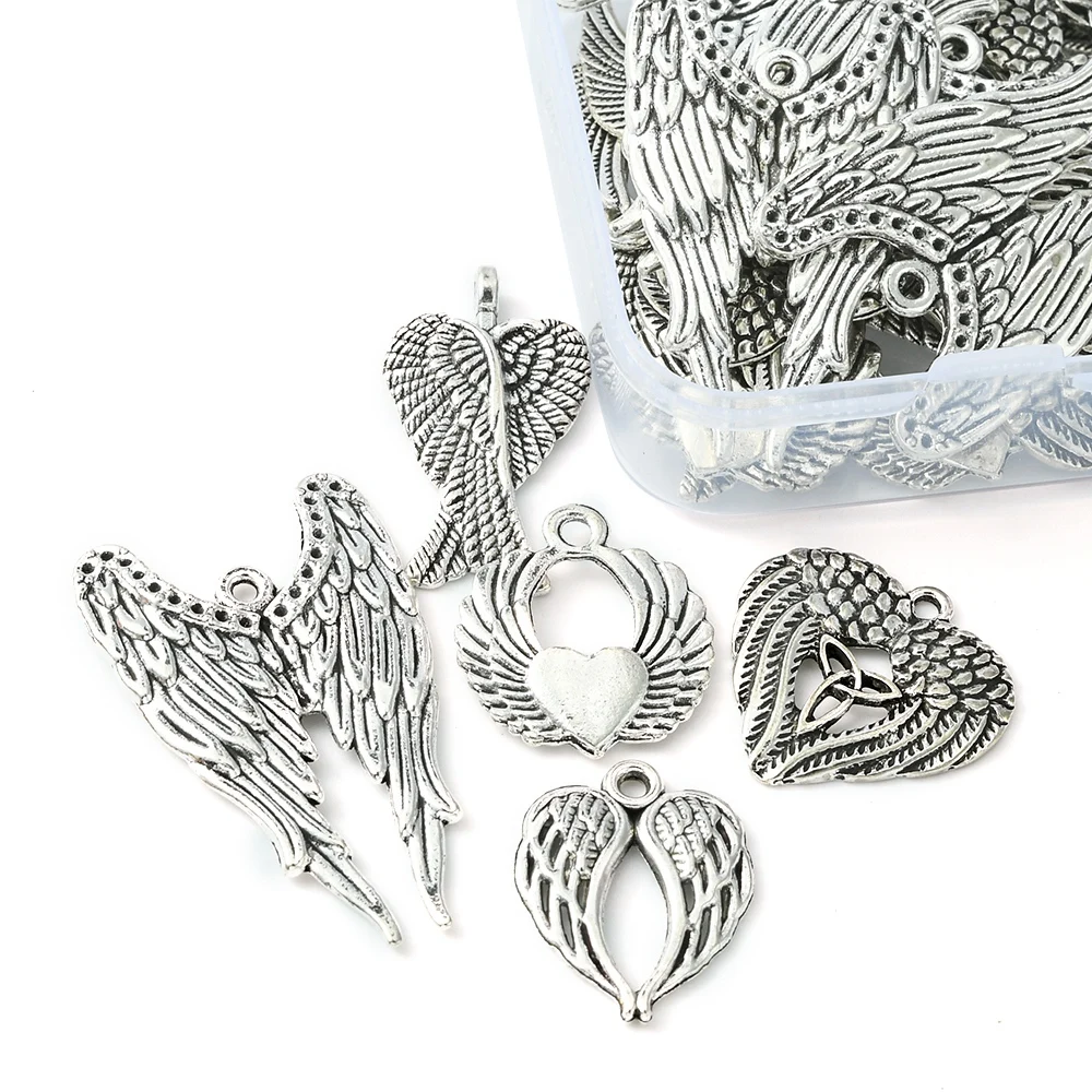 30pcs zinc alloy retro mixed wings pendant DIY accessories suitable for earrings bracelet necklace DIY production