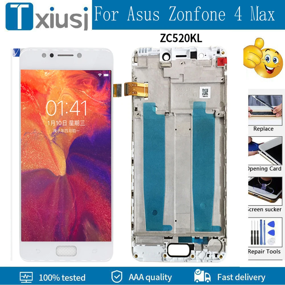 

5.2" AMOLED For Asus Zenfone 4 Max ZC520KL X00HD LCD Display Touch Screen Digitizer Assembly Frame Replacement Free Tools