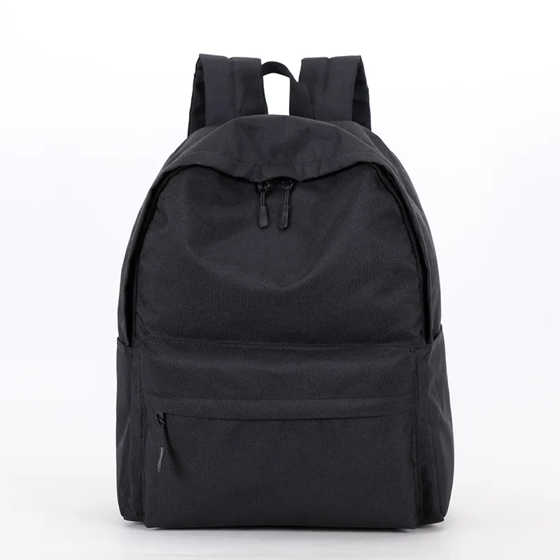 

Nylon Schoolbag for Student Waterproof Large Capacity School Backpack Solid Black Smooth Zipper Teens Girl and Boy Daypack